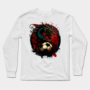 Demonic Dragon Sports Player Soccer Futball Football - Graphiti Art Graphic Trendy Holiday Gift Long Sleeve T-Shirt